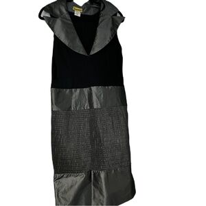 Banana black gray textured jumper dress 14 LBD metallic fancy party fun outfit